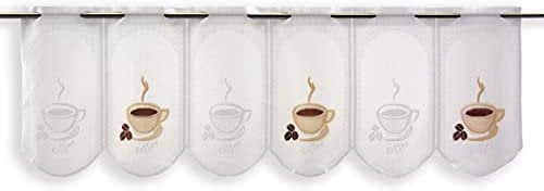 Clever-Kauf-24 Scheibengardine Kaffee Tasse Bistrogardine Höhe 30cm versch. Breiten (30x150cm)