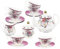 fanquare - Juego de 21 Tazas de café y platillo (Porcelana, 6 Unidades), diseño de Flores, Color Rosa