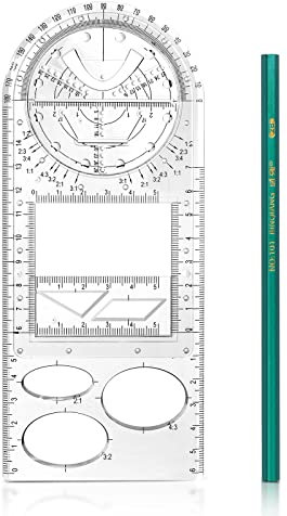 Vicloon Geometric Lineal, Multifunktionales Geometrisches Lineal Transparent Mathematik Zeichenlineal, Entwurfslineale, Drawing Template für Geometrische Zeichenungs, Messinstrumente für Schule Büro