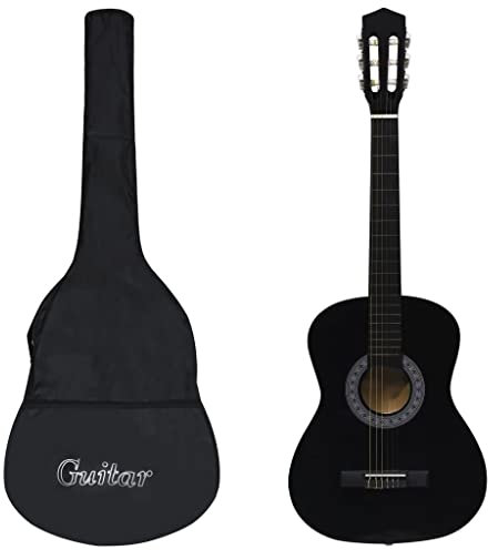 Konzertgitarre 3/4 Anfänger, 6 Nylon Strings Konzertgitarre Set mit Gitarrentasche, Klassisch Gitarre Kinder Einsteiger Set, 36 Zoll Klassikgitarre für Erwachsene Kinder Anfänger, Schwarz
