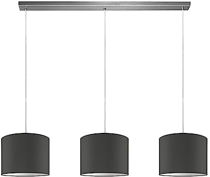 Home Sweet Home Moderne Hängelampe Beam Bling | 116/25/100cm | Anthrazit | 3-flammige Hängelampe mit Lampenschirmen aus Stoff | für E27 LED-Lampe | für Wohnzimmer, Schlafzimmer