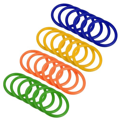 PATIKIL Carnaval Lancer Anneaux Anneaux 6cm ID, 24 Paquet Plastique Cerceau pour Externe Fête Jeu Faveur Cabine (Bleu, Vert, Orange, Jaune)