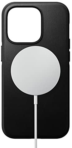 NOMAD Modern Leather Case für iPhone 14 Pro Max | Schutzhülle aus Polycarbonat und hochwertigem Echtleder | MagSafe-kompatibel | Farbe: Schwarz