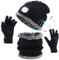 QKTYB Bluetooth Beanie Mütze mit Licht, 7 LED Wireless Bluetooth Music Mütze mit Handschuhen und Schal Set Bluetooth 5.0 Mütze Integrierter Stereolautsprecher & Mikrofon für Männer Frauen Strickmütze