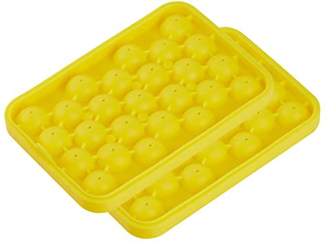 Obsoorth Runde Eiswürfelform, BPA-frei, Silikon, flexibel, leicht zu lösen, 2,8 cm x 50 Stück, kleine Eiskugelformen für Whiskey, Cocktail, Chillen (gelb)