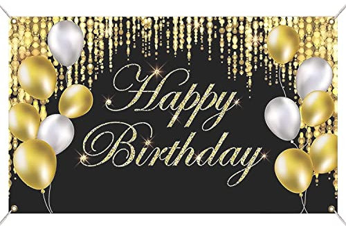 Striscione Buon Compleanno,1 PCS Oro Scritta Buon Compleanno Sfondo Compleanno Striscione Auguri Compleanno Festa Decorazioni Addobbi Compleanno Festoni,per Festa di Compleanno Bambini