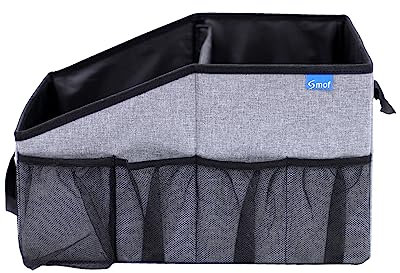 Smof Auto Organizer für Vorne und Rücksitz, Beifahrersitz, Auto Organizer Kinder mit Mehrere Taschen Getränkehaltern(hellgrau)