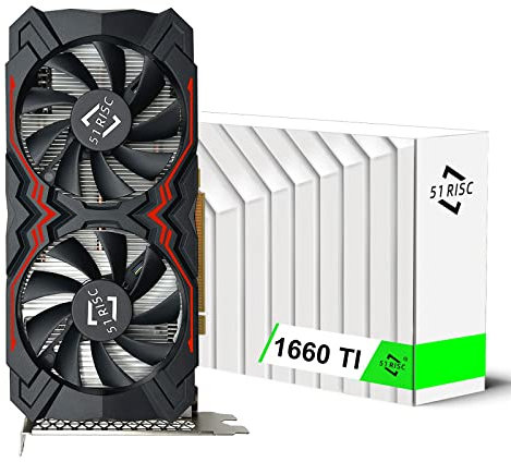 51RISC Tarjeta gráfica GeForce GTX 1660 Ti, tarjeta de video GDDR6 de 6 GB de 192 bits para juegos GPU PCIe 3.0 x16 DP HDMI DVI 1080P 2K Game PC Card 1660ti 4K 8K Display (GTX 1660 Ti - Rojo)