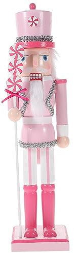 PASOLABE Rosa Nussknacker Weihnachtsdekorationen 35,6 cm rosa Nussknacker Figuren Rosa Weihnachten Nussknacker Soldat Rosa Holz Nussknacker Ornamente Glitzer Sammlerstück Nussknacker Figuren für