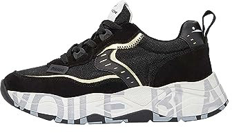 VOILE BLANCHE CLUB105.-Sneakers in Pelle e Tessuto-Nero, Rosa Cipria 39