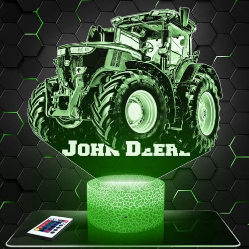 Nachttischlampe - Touch-Nachtlicht J.Deere Traktor 3D-LED-Lampe Illusion, Geschenkidee Weihnachten Geburtstag Junge und Mädchen Nachttischlampe Kinder- oder Erwachsenenzimmer TOP