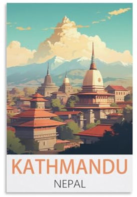 KmoNo Kathmandu Nepal Vintage Reiseposter 20 x 30 cm Poster Dekor Malerei Leinwand Wandkunst Wohnzimmer Poster Schlafzimmer