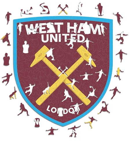 Iconic Puzzles - West Ham, Logo, 100% eco-sustainable wooden puzzle with official license, size L, 500 pieces