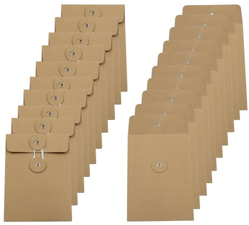 Piutouyar Briefumschläge aus Kraftpapier, 14 x 10 cm, Braun, 20 Stück | Vintage-Umschläge, quadratisch, kleine Umschläge, für Fotokarten, Dokumente, Münzen, Briefmarken, Büro, 14 x 10 cm