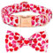 Tunkoo Valentine's Day Dog Collar with Bow Tie - Adjustable and Adorable Pet Collar - Red Hearts with Rose Gold Buckle for Large Medium Small Dog Walking, S