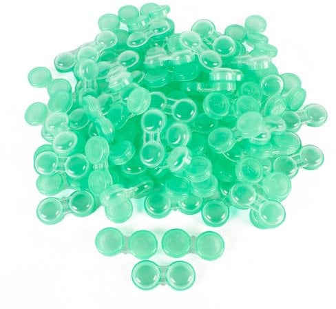 Dhoptical 100Pcs Contact lens case Colorful Contact Lens Holder Box Left/Right Eyes (Green transparent)