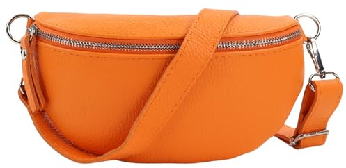 Blade Bauchtasche Damen Echtleder, stylische Gürteltasche Damen mit Leder abnehmbaren & verstellbaren Breiten Gürtel, Crossbody Bag Damen, Hochwertige Brusttasche für Frauen-ORANGE