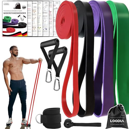 LOODIA High Tension Resistance Bands Set(15-125 lbs), Bandes de résistance avec poignée, Bandes élastiques pour appareils de Fitness à Domicile, Accessoires de Musculation