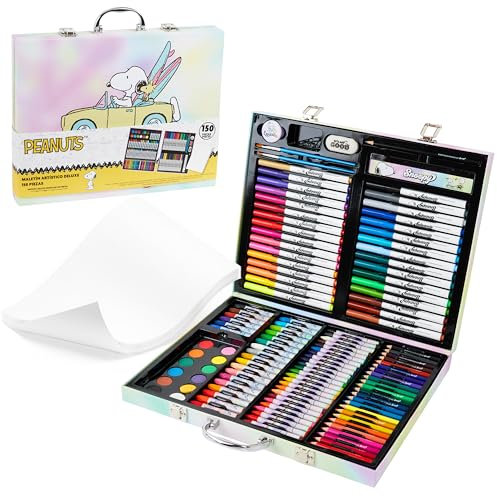 Peanuts Snoopy Maletin Pinturas para Niños, Dibujo y Coloreado de Arte para Viaje o Escuela, 140+ Piezas de Arte - Regalos Ninos