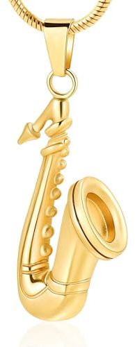 memorial jewelry Musik Urne Saxophon Horn Kette Halskette Kremation Asche Keepsake Anhänger