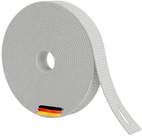 Rollwin Rolladengurt 23mm Grau 7 Meter - zuverlässiger Halt und scheuerfest - Maxi Rollladengurt 23 mm Material robust & reißfest UV-stabil und vergilbungsbeständig - für schwerere Rollläden
