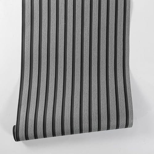 Swehooirt Dark Gray Wallpaper for Living Room Feature Wood Slat Wallpaper Dark Gray Wood Effect Wall Paper Roll Bedroom for Adults Retro Panelling Lounge Wooden Wall Panels
