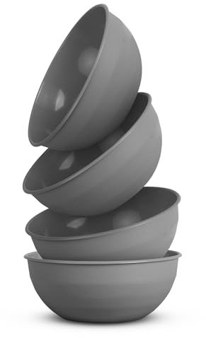 Pro Home 4er Pack Kunststoff Schüssel Plastikschüssel - BPA Frei - Spülmaschinenfest - (Ø25,5cm / Grau) Bruchfester PP - Salatschüssel Rührschüssel Schüssel