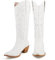 Voviggiw Stivali da cowboy ricamati da donna, senza lacci, stivali western, punta appuntita, stivali da cowgirl, per feste, bianco, 39.5 EU