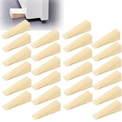 Cuña De Madera Dura,CHmiss Tope De Puerta De Madera Maciza,24 Piezas Cuña Puertas Suelo,Topes De Puerta De Cuña Triangulares De Madera,Para Muebles(55mm x 20mm x 12mm)