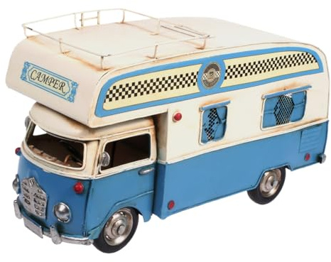 Wohnmobil hellblau Metall 28 cm mit Spardose Shabby Camper Vintage Auto Oldtimer Caravan Nostalgie Camping Reise Gutschein