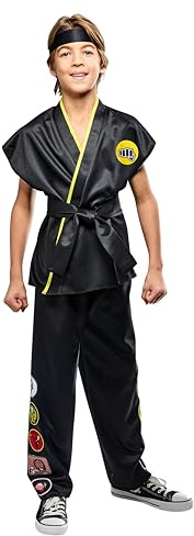 Rubies Costume de karaté Cobra Kai pour garçon avec pantalon de karaté noir, veste, bandeau et ceinture, taille L, pour déguisement, fêtes et Halloween
