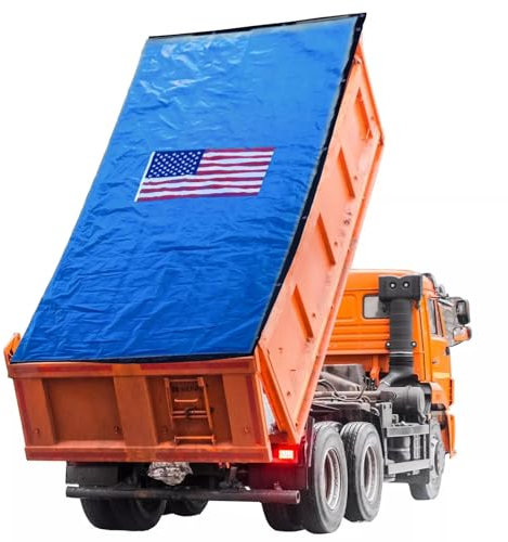 Tentproinc Bâche en maille pour camion à benne basculante avec poche de 15,2 cm, sangle renforcée à double point d'aiguille, anti-déchirure, œillets en laiton plus épais (drapeau américain 1, 1,9 x