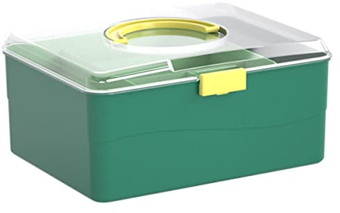 Healvian Tragbare Medizinbox Mit Doppeltem Fach Großem Stauraum Und Fest Verschließbarem Deckel Für Outdoor Notfall Und Haushalt Leichter Aufbewahrungskoffer Mit Tragegriff in Grün