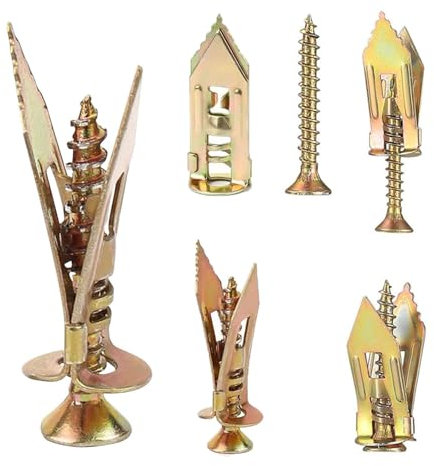 Maozaa 50 tasselli autoperforanti per cartongesso con viti, 1,2 x 3,8 cm, in acciaio zincato, kit di tasselli e viti per cartongesso, resistenti, facili da applicare, senza trapano o fori nella parete