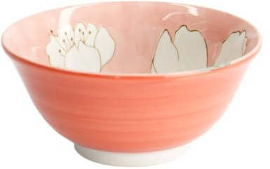 Japan-Bowls ASIATICA | Ramen Bowl Porzellan-Schalen 15 cm | Hochwertige asiatische Schüssel für Reis, Nudeln, Tapas, Udon, Müsli - Suppen-Schale mit japanischen Designs (Suiren pink)