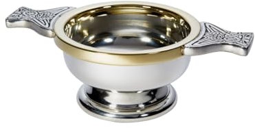 Pewter and Brass Quaich Whisky Tasting Bowls (Small with Engraving)
