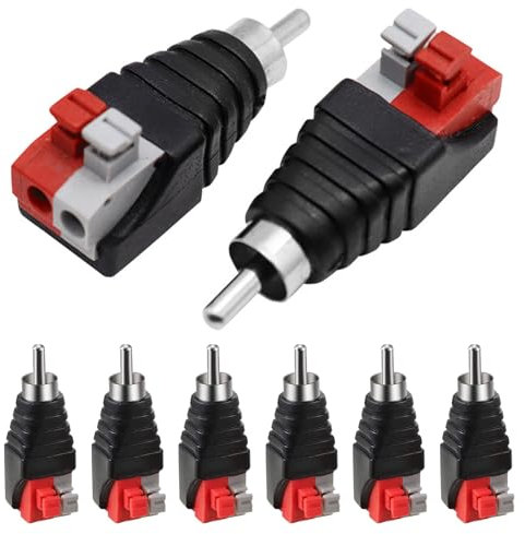 YBFBSJK 8 Stk Rca Cinch zu Lautsprecher Kabeladapter Cinch Stecker Audio Adapter Phono RCA Stecker Plug Ohne Löten für CCTV Male To AV 2 Screw Female