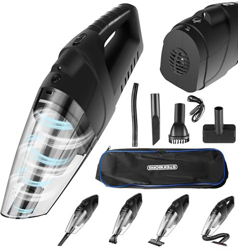 Steinborg® Handstaubsauger Akku Handsauger kabellos Akkusauger Leistungsstarker tragbarer Leichter Autostaubsauger Hand Staubsauger HEPA-Filter Mini-Staubsauger auch für Tierhaare geeignet (Black)