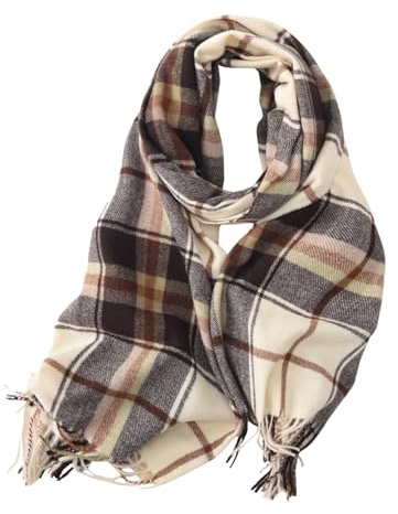 WHCREAT Schal Damen Winter Weicher Warmer Winterschal Karierte Damenschal Mit Fransen Lange Stola Schals, 006-Beige