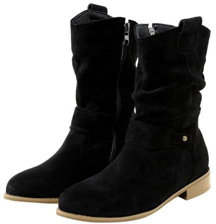 HOOUDO Stivali Donna, Stivali Texani Donna Cowboy Western Scarpe da Punta Camperos Etnici Stivaletti Equitazione Invernali