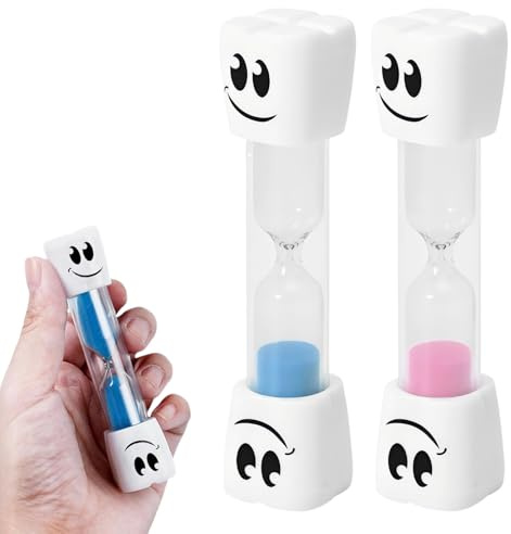FeiatPogra 2 Minute Toothbrush Timer for Kids, 2 Pcs Cute Sand Hourglass for Teeth Brushing Routine, Tooth Timer for Children Bathroom Daily Use, Pink and Blue