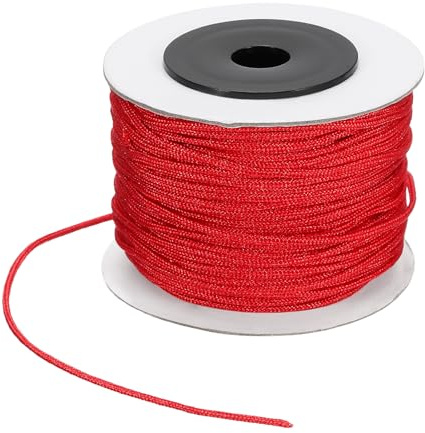 PATIKIL 44 Yard Nylon Schnur 1.5 mm Nylon Seil Geflochtenes Zierband Rot | Lanyard Faden, Für Armbänder, Universelle Jalousie Zugbänder, Für DIY Bastel Perlen Armband Herstellung