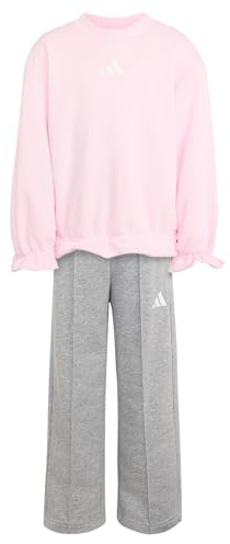 adidas Mädchen Seasonals Ruffles Sweatset Little Girls Track_Suit, clear pink/white, 4-5 Years