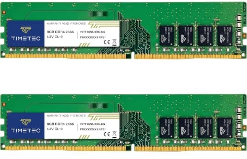 Timetec Premium 16GB KIT(2x8GB) DDR4 2666MHz (PC4-2666V) PC4-21300 UDIMM RAM per desktop – Non-ECC Unbuffered, 288 pin, 1,2V CL19 modulo di memoria DIMM