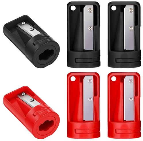 6 Stück Zimmermann Bleistiftspitzer, Farbe Anspitzer für Zimmermannsbleistift Tragbarer Pencil Sharpener Manueller Bleistift Spitzer für Holzbearbeitung Schule Büro