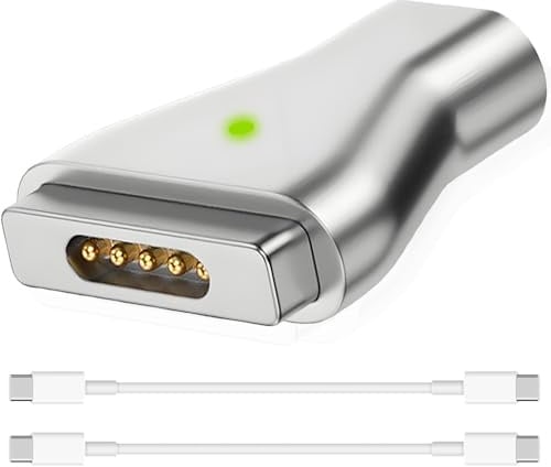 HAAMNING7 USB C to Magnetic 2 Charging Adapter, Type-C to Safe 2 T-Head T-Tip PD 100W Fast Charging Adapter for Mac Book Air/Pro 11inch& 13inch, with Type-C Male to Male Cable (After 2012-2015)