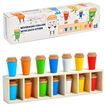 Color Match Bottle Game - Educational Memory Challenge Board Toy | Family Party Activity for Kids and Adults | for Indoor Outdoor Play, Beach Backyard Picnic Fun, Interactive Color Matching Toys F́or