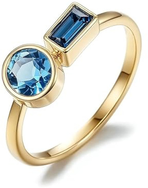 Topas Ring Weißgold, Eheringe Frau mit Topas 9K 14K 18K Weißgold Verlobungsringe