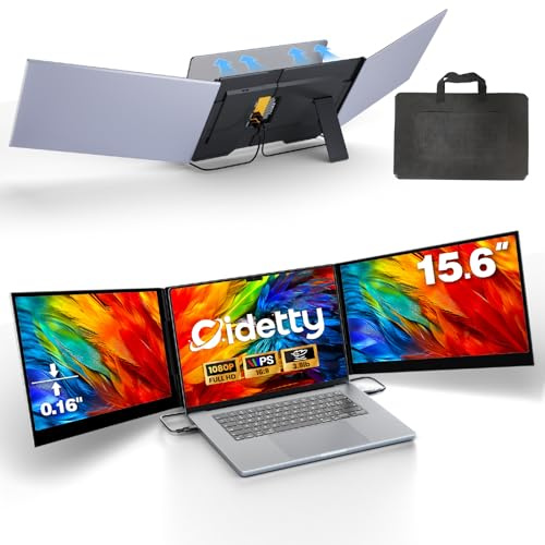 CIDETTY Nuovo monitor per laptop aggiornato, ultra leggero e sottile, triplo monitor portatile con schermo IPS FHD 1080P per laptop da 13 a 17 pollici, compatibile