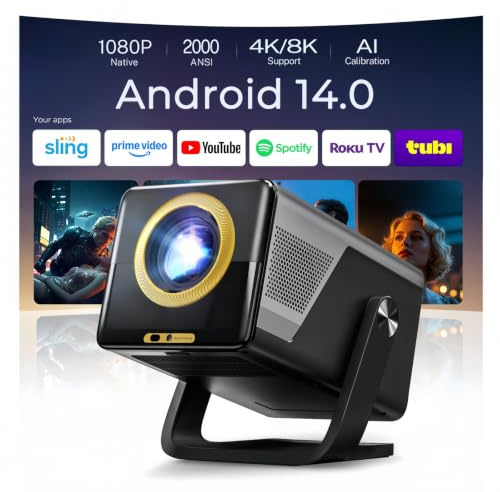[2000 ANSI / 1080P Nativo] Proiettore Intelligente X7 con Android 14